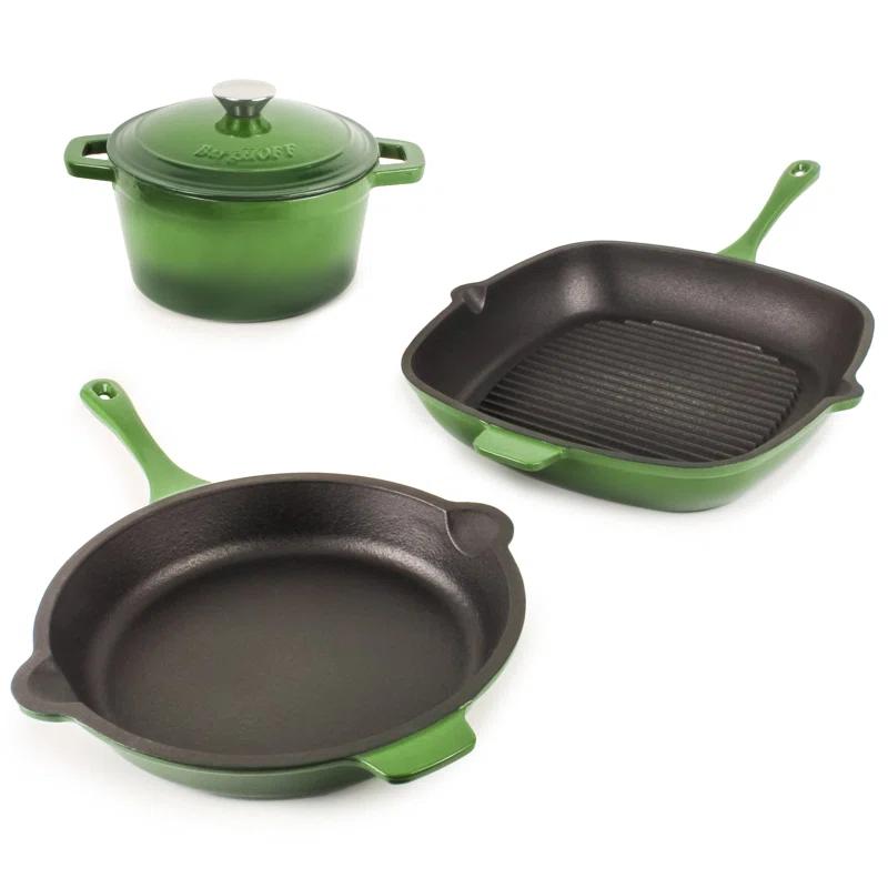 BergHOFF BergHOFF Neo 4Pc Cast Iron Set Grill Pan, Fry Pan & 3Qt Dutch Oven