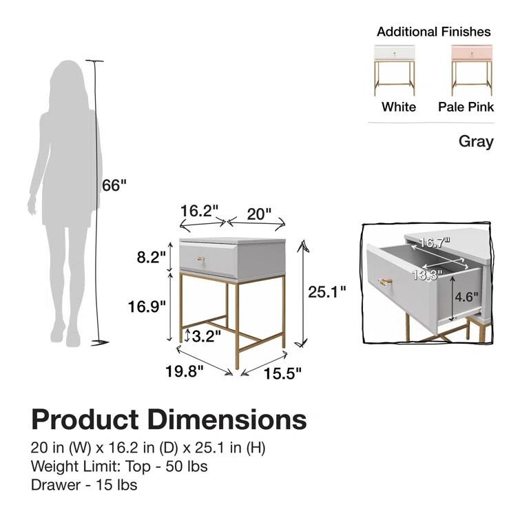 Mr. Kate Effie 1-Drawer Nightstand