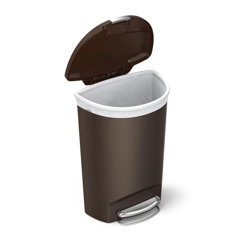 Simplehuman 50 Liter / 13 Gallon Semi-Round Kitchen Step Trash Can with Secure Slide Lock, Plastic