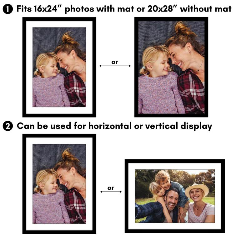 Americanflat Poster Frame - Wooden Picture Frame with Mat and Plexiglass Cover