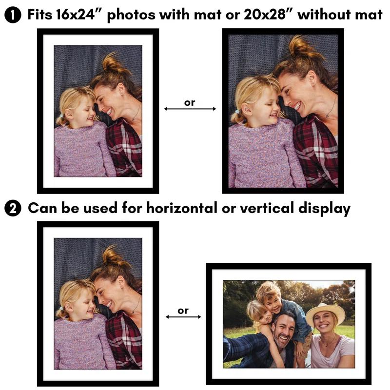 Americanflat Poster Frame - Wooden Picture Frame with Mat and Plexiglass Cover