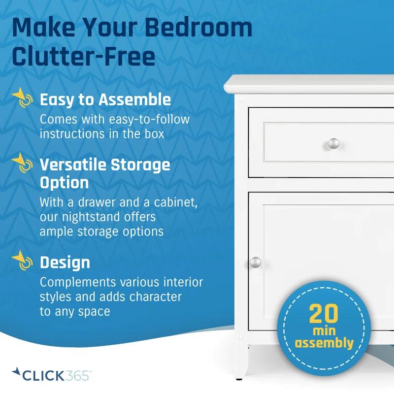 ClickDecor ClickDecor Alcott Side Table with Single Drawer and Storage Cabinet