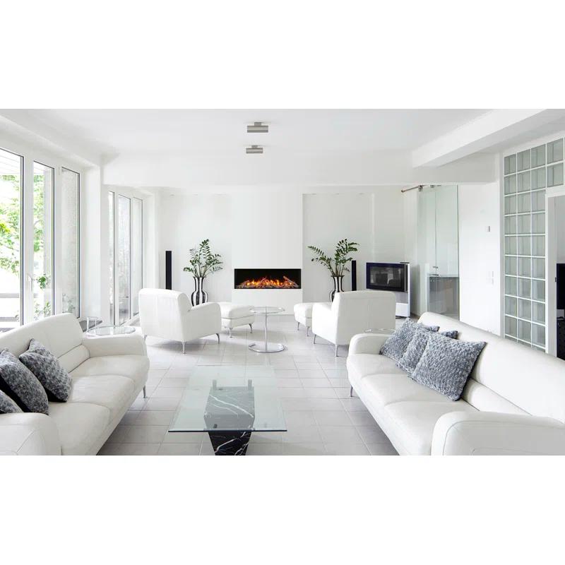 Amantii 72-TRU-VIEW-XL XT – 72″ Wide X 22″ In Height –3 Sided Glass / Indoor Or Outdoor Electric Fireplace