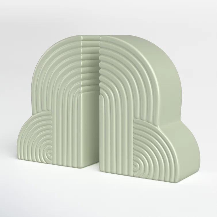 Arch Bookends - 13" x 10" Decorative Ceramic Book Holders - Book Lover Gift Idea (Set of 2)