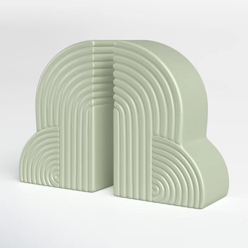 Arch Bookends - 13" x 10" Decorative Ceramic Book Holders - Book Lover Gift Idea (Set of 2)