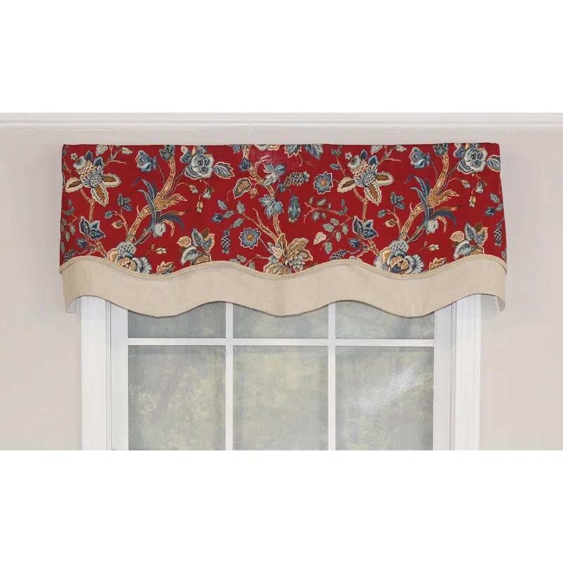 RLF Home Gianna Glory Floral Cotton Scalloped 50'' W Window Valance