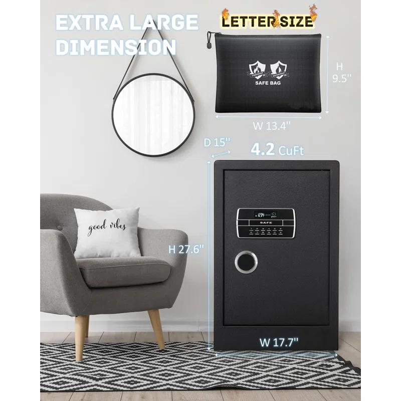 MASTER CRAFT WINDOW AND DOOR Large Safe Box ,4.2 Cubic Feet Home Safe Box With Fireproof Waterproof 27.6In Security Big Safe With Electronic Keypad Digital Lock For Office Hotel