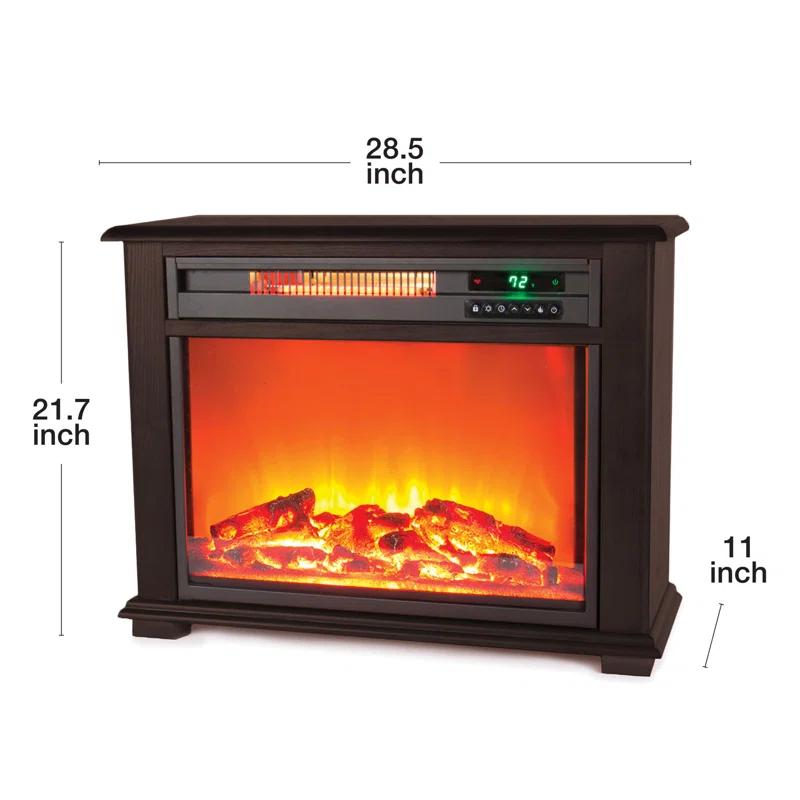 Lifesmart LifeSmart Portable Dark Walnut 3 Quartz Infrared Fireplace Heater with Remote Control and Timer