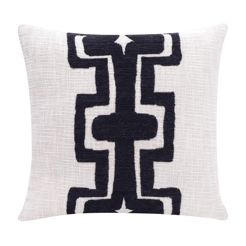 Geometric Handmade Cotton Wool Blend Decorative Throw Pillow