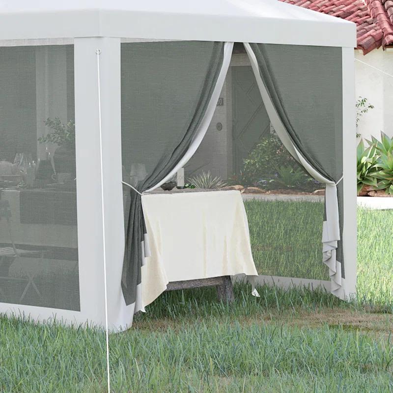 Tryimagine Outsunny 10' X 28' Party Tent Canopy, Outdoor Event Shelter Gazebo With 8 Removable Mesh Sidewalls, Zipper Doors, Steel Frame