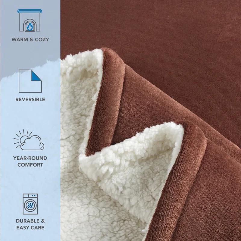 ArkwrightLLC Host & Home Reversible Warm Plush and Fluffy Sherpa Blanket