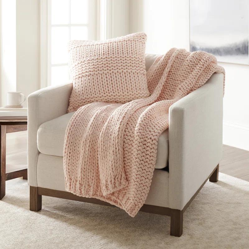 Becky Cameron Cozy Chunky Knit Acrylic Decor Throw Pillow