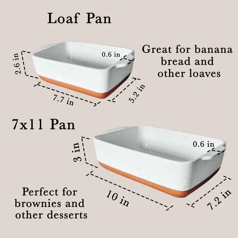 Loaf Baking Dishes - Porcelain Casserole & Bakeware, Oven-To-Table, Freezer Safe - Set Of 2