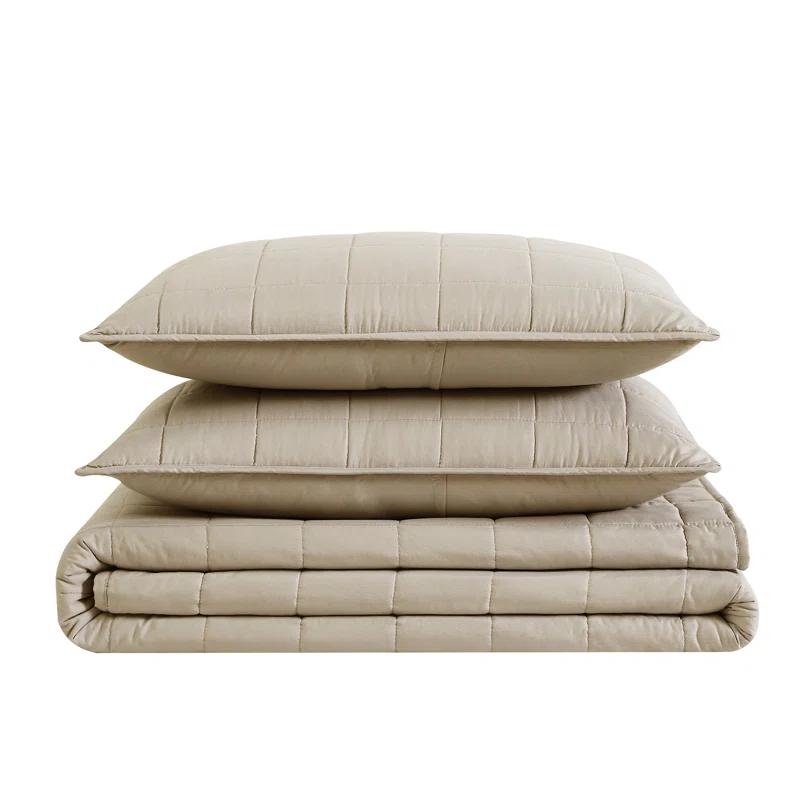 London Fog London Fog Garment Wash Solid Quilt Set