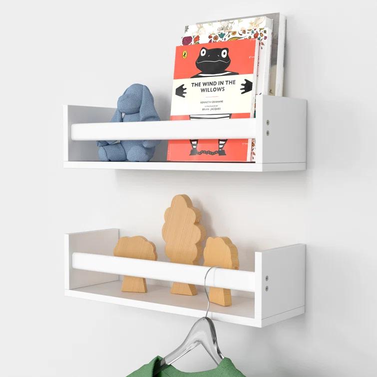 Ballucci Rigga 16" Floating Shelves with Front Bar (Set of 2)