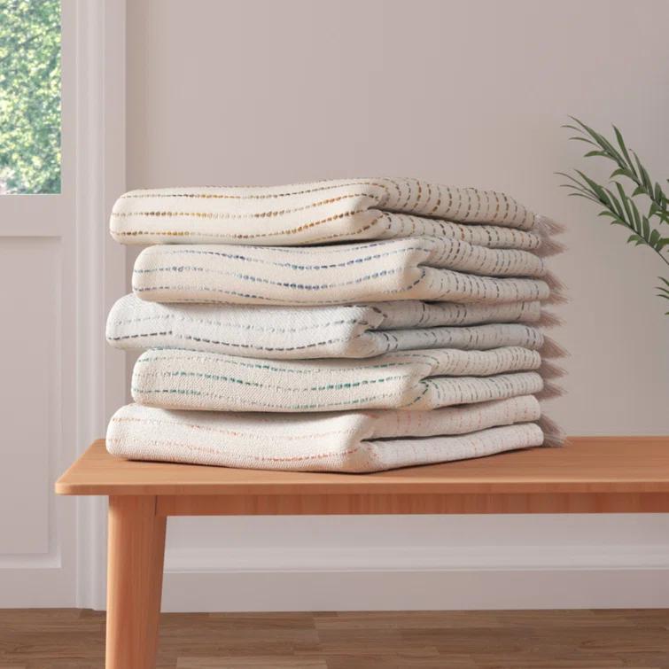 Rajani Home Deep Ombre Striped Handmade Woven Throw Blanket with Fringe