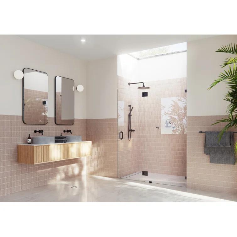 Glass Warehouse Halo 57.5 in. x 78 in. Frameless Glass Hinge Shower Door GW-GH-57-5-MB