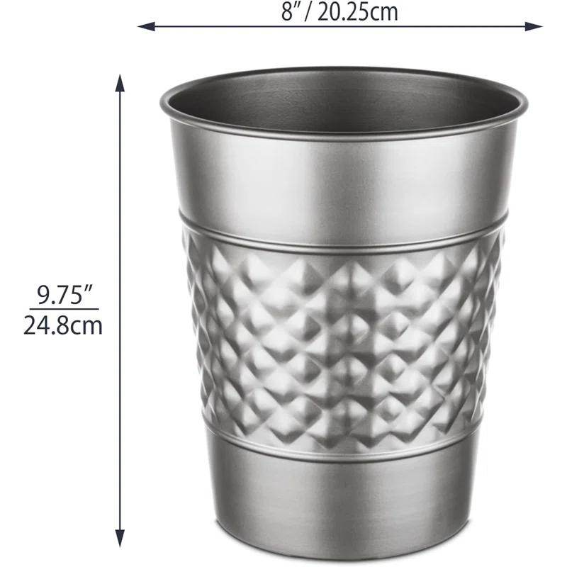 Monarch Abode Geometric Embossed Metal 1.7 Gallon Waste Basket