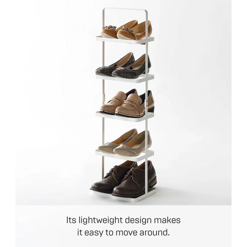 Yamazaki Home Steel Upright 5 Pair Shoe Rack with Handle