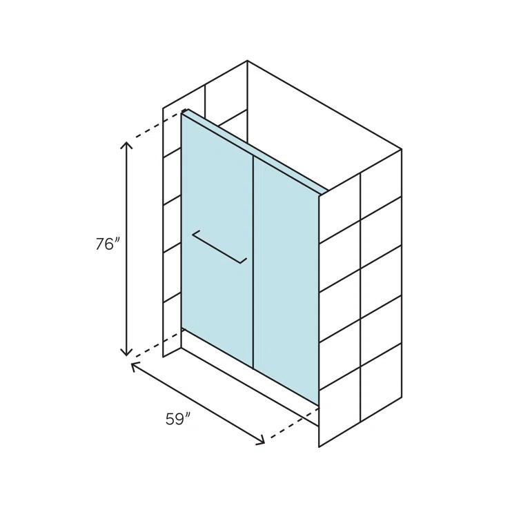 Vinesse 57" W x 76" H Single Sliding Frameless Shower Door