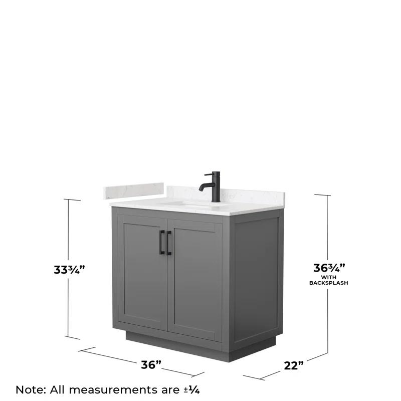 Wyndham Collection Miranda 36" Freestanding Single Bathroom Vanity with Cultured Marble Top
