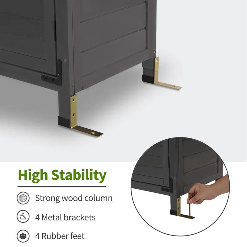 MCombo 24.6 in. W x 18 in. D Outdoor Wood Storage Cabinet，Garden Wooden Tool Shed with Double Doors