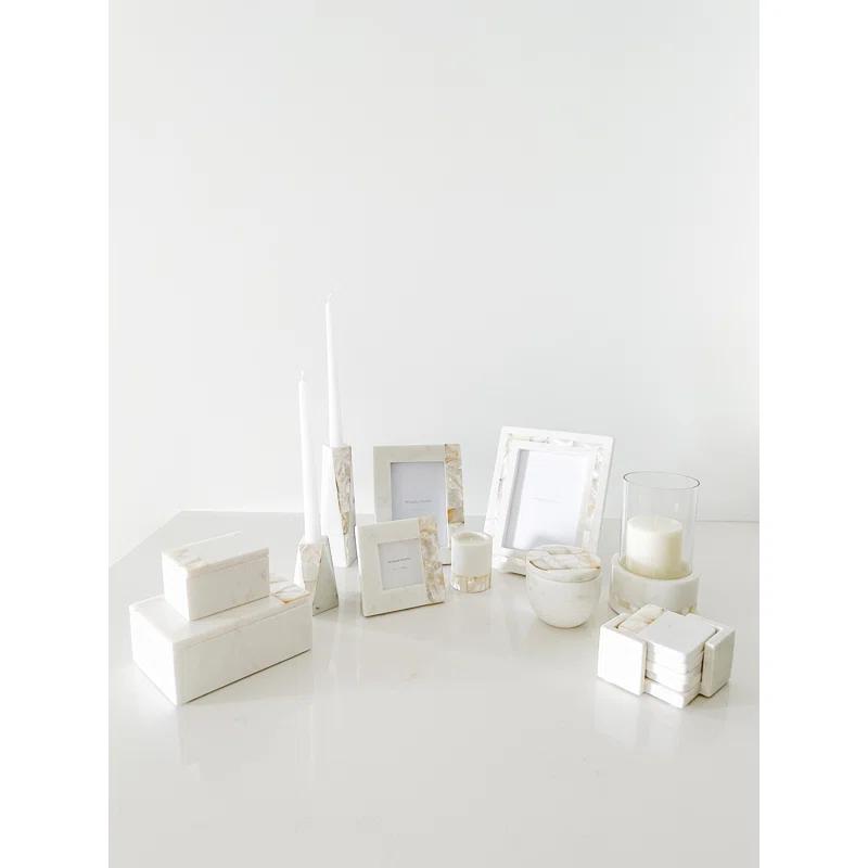 Anaya 7.63" Marble Tabletop Hurricane | Wayfair