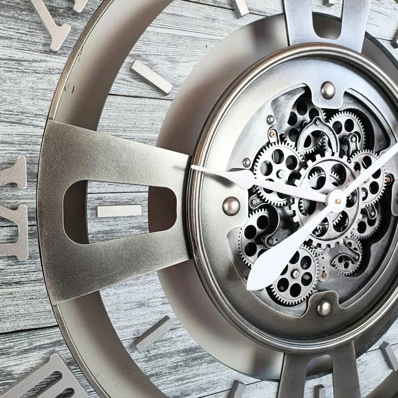 The Gears Clock Wall Clock 36" Oversized for Living Room decor with Real Moving Gears England Collection & Reviews | Wayfair