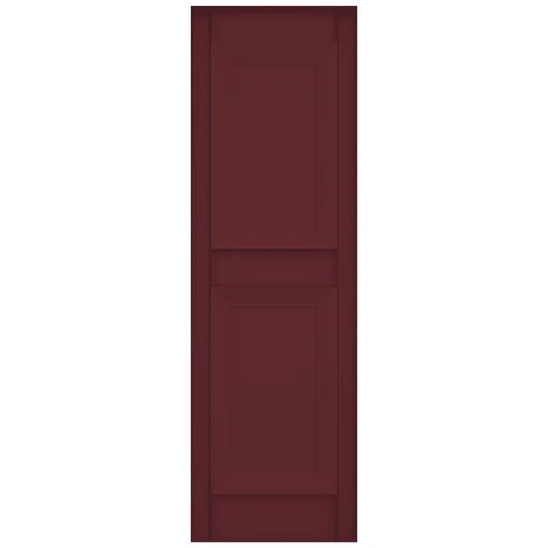 14.5 in. x 55 in. Louvered Vinyl Exterior Shutters Pair in Wineberry