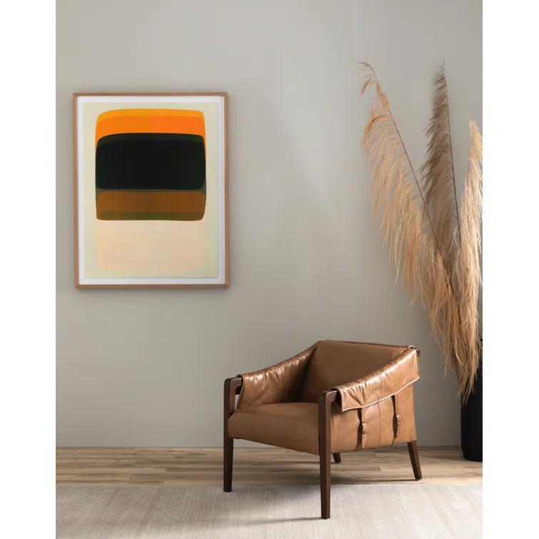 Palermo Nude Genuine Leather Contemporary Armchair in Natural Whitewash