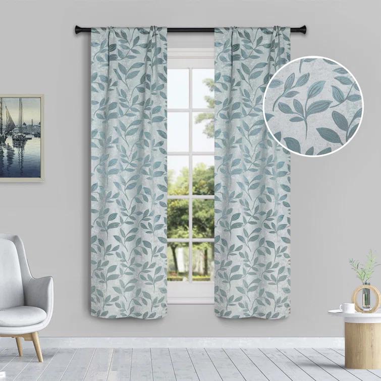 Superior Modern Bohemian Leaves Polyester Machine Washable Room Darkening Blackout Curtains by Superior (Set of 2)