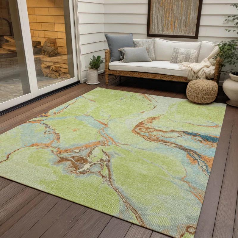 Machine Washable Indoor/Outdoor Chayden ACN1005 Aloe Rug