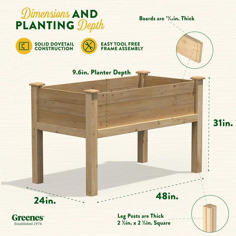 Greenes Fence Wood Elevated Planter