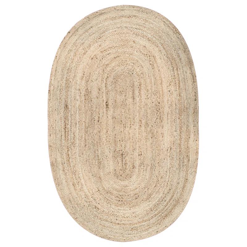 Highland Dunes Bendooragh Hand-Braided Jute Natural Area Rug
