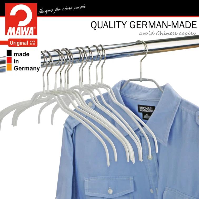 Mawa Mawa Silhouette Non-Slip Steel European Shirt/Coat Hanger, Ultra Thin And Narrow (Set of 20)