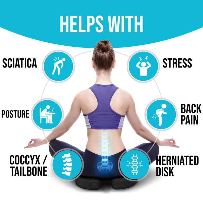 BEACHWATER POOL & SPA, LLC Seat Cushion And Lumbar Support For Office Chair, Desk Chair Cushion, Memory Foam Office Chair Cushion, Non Slip Sitting And Back Pillow For Gaming, Car Seat Cushion, Chair Pad