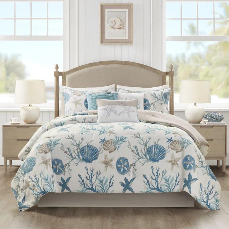 Madison Park Pebble Beach 7 Piece Cotton Sateen Comforter Set