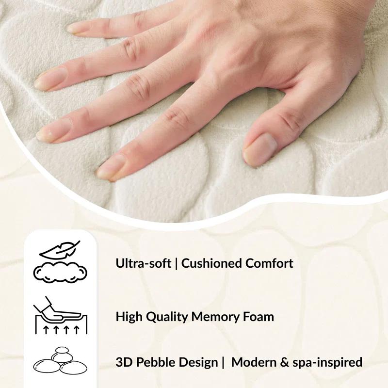 Evideco Contour Bath Rug Memory Foam Mat 3D Pebble 20”L x 20”W