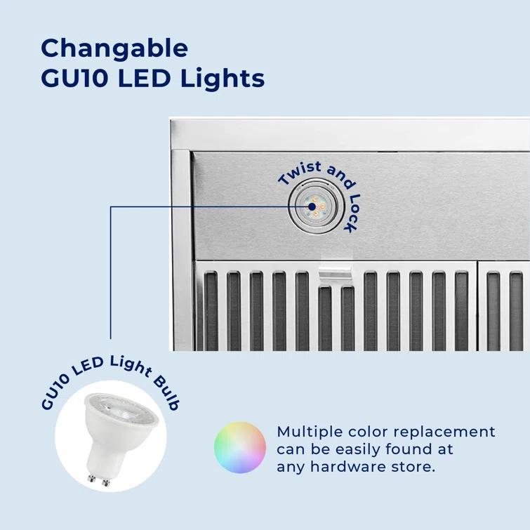 Hauslane Hauslane Range Hood 30 Inch - Under Cabinet Range Hood 30" Stainless Steel Kitchen Hood, Vent Hood 30 Inches, Stove Vent Hood for Kitchen, Vent Hoods 30 Inch with LED - Chef Series PS18 UC-PS18BSS-36