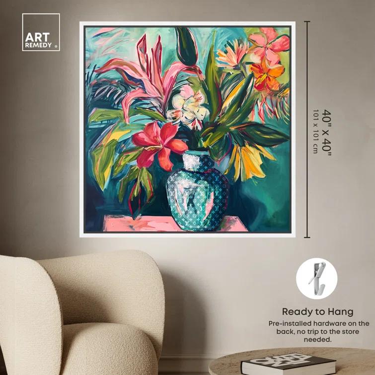 Art Remedy Vase Of Tropical Flowers Framed Flowers In Vase Paintings 55511 | Wayfair