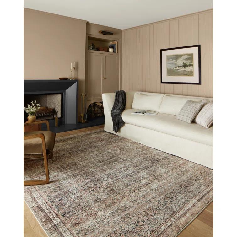 Chris Loves Julia x Loloi Jules Oriental Power Loomed Polyester Area Rug in Ink / Terracotta