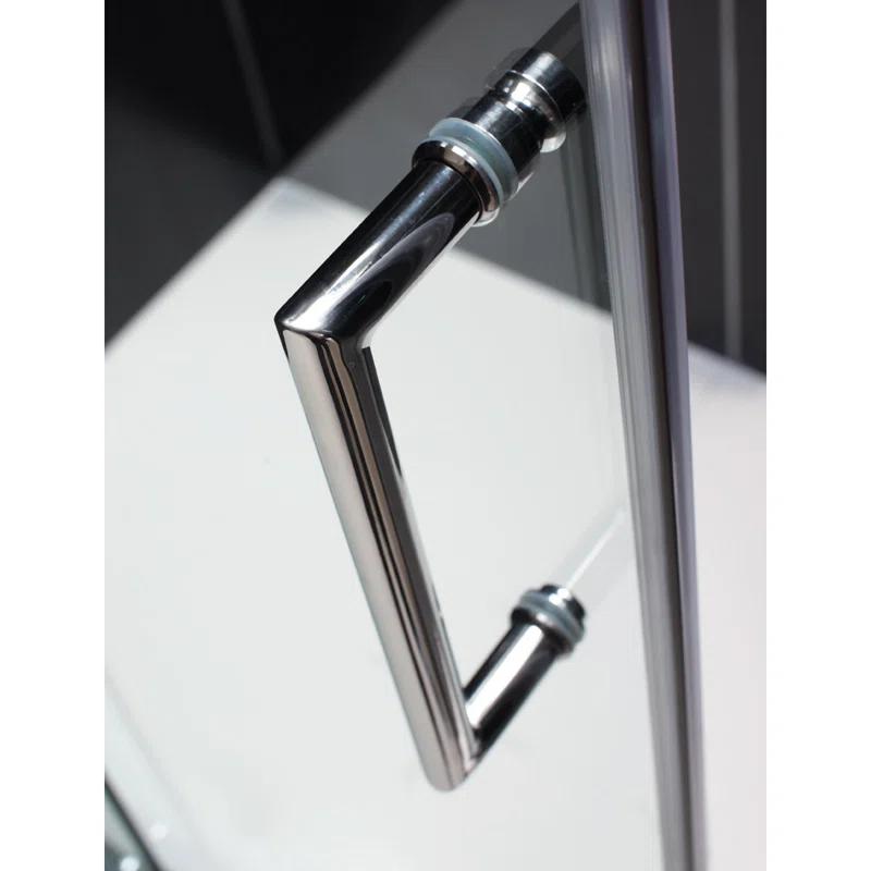 Unidoor Frameless Hinged Shower Door with Glass Shelves