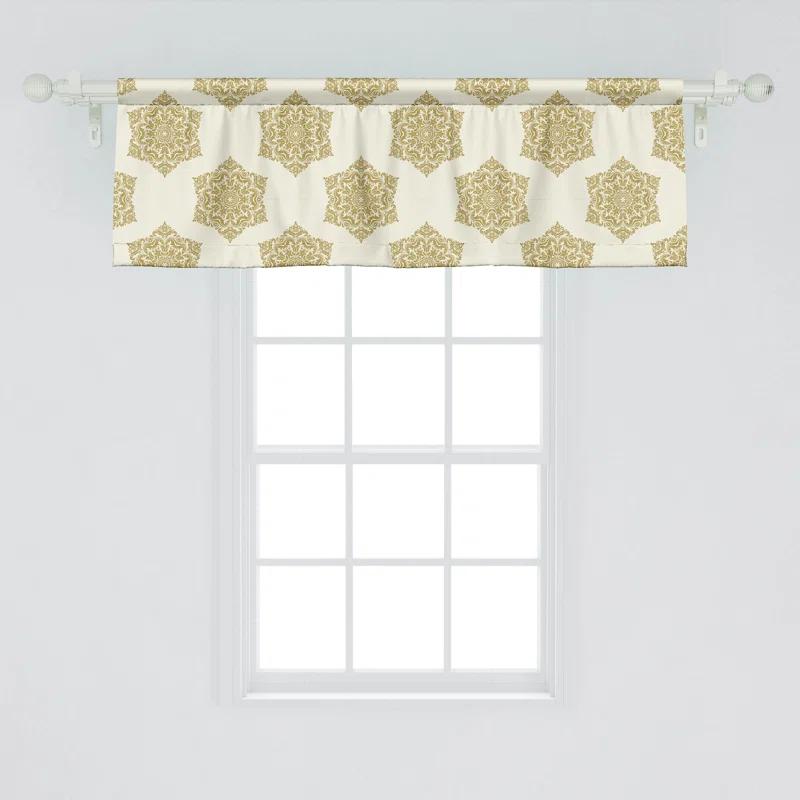 Ambesonne Victorian Valance Pack of 2 Damask Inspired Motifs Eggshell Dark Khaki