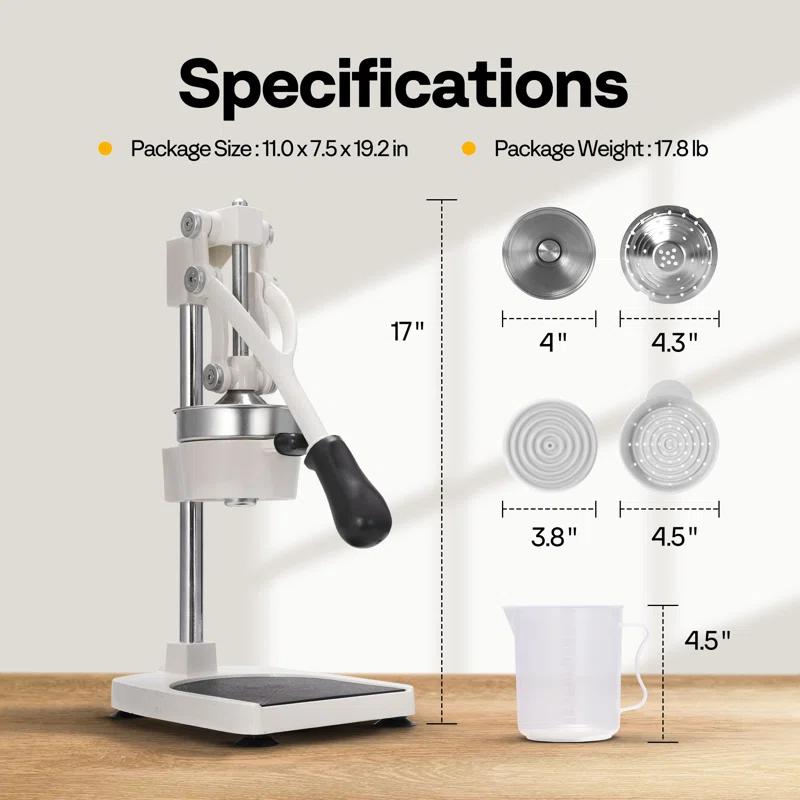 VIVOHOME Stainless Steel Black Manual Hand Press Orange Juicer Machine