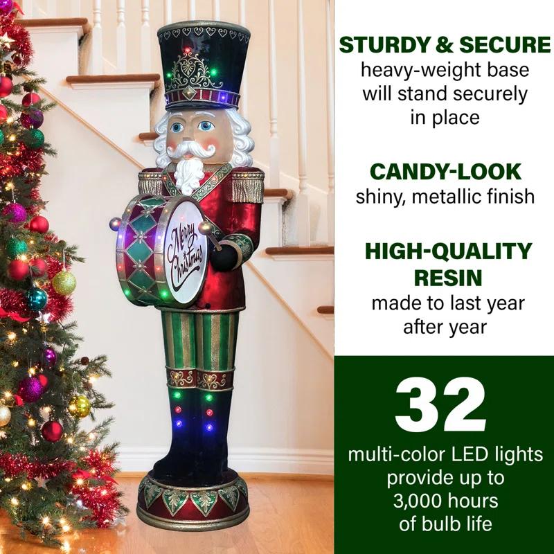 Fraser Hill Farm 6-Ft. Nutcracker Drummer Holiday Figurine, Life-Sized