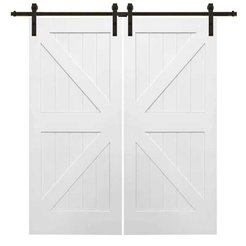 MMI DOOR K-Plank 72'' x 84'' Solid + Manufactured Wood Paneled with Installation Hardware Kit Barn Door