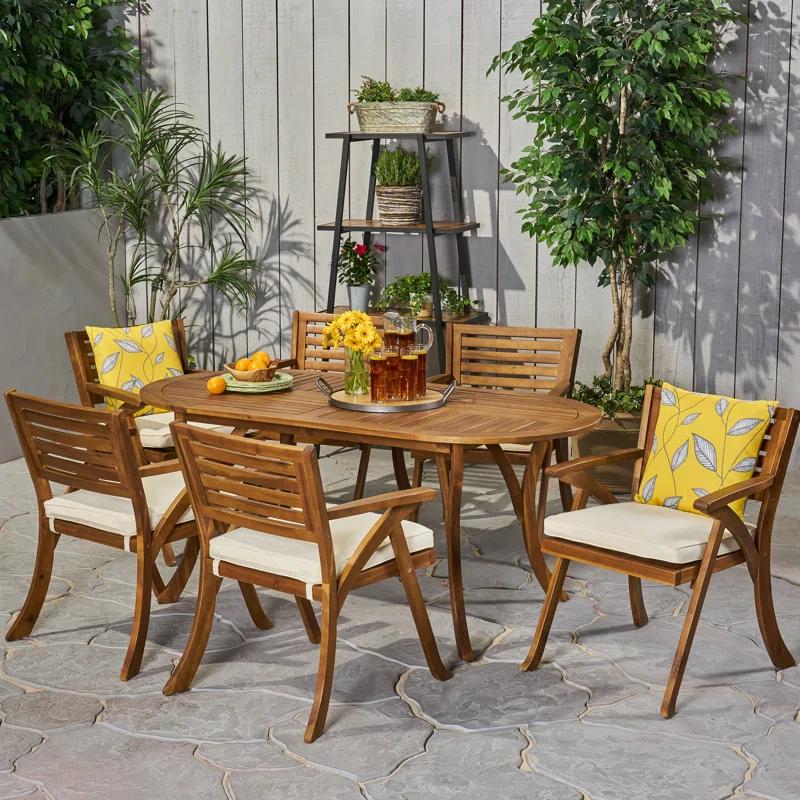 Rosecliff Heights Jon 7 Piece Dining Set with Cushions