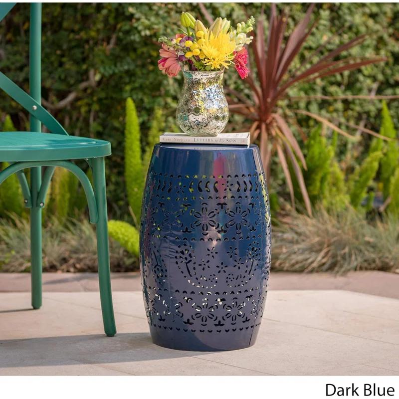 Dakota Fields 12-Inch Iron Side Table, Dark Blue