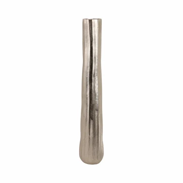 Sagebrook Home 58" Rounded Etched Metal Floor Vase, Silver | Perigold