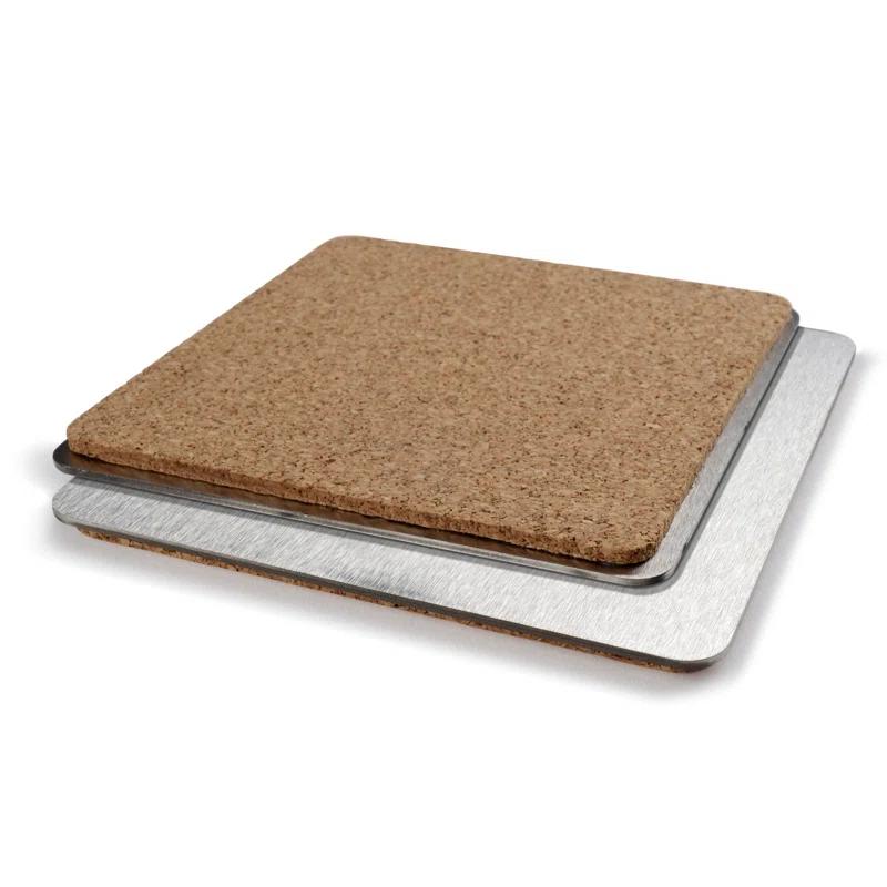 YouTheFan Stainless Steel Square 4 Piece Coaster Set (Set of 4)